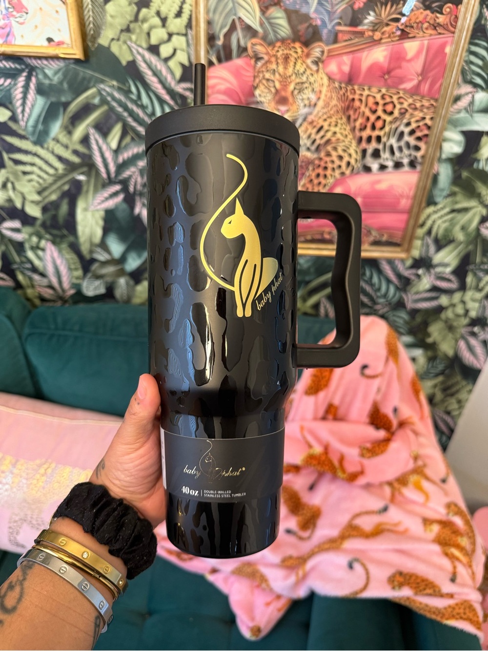 Black Baby Phat 40oz Travel Tumbler with Handle